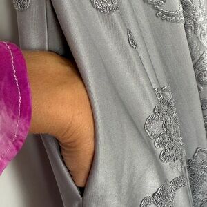 Elegant heavy fabric Gray Floral Women Dress